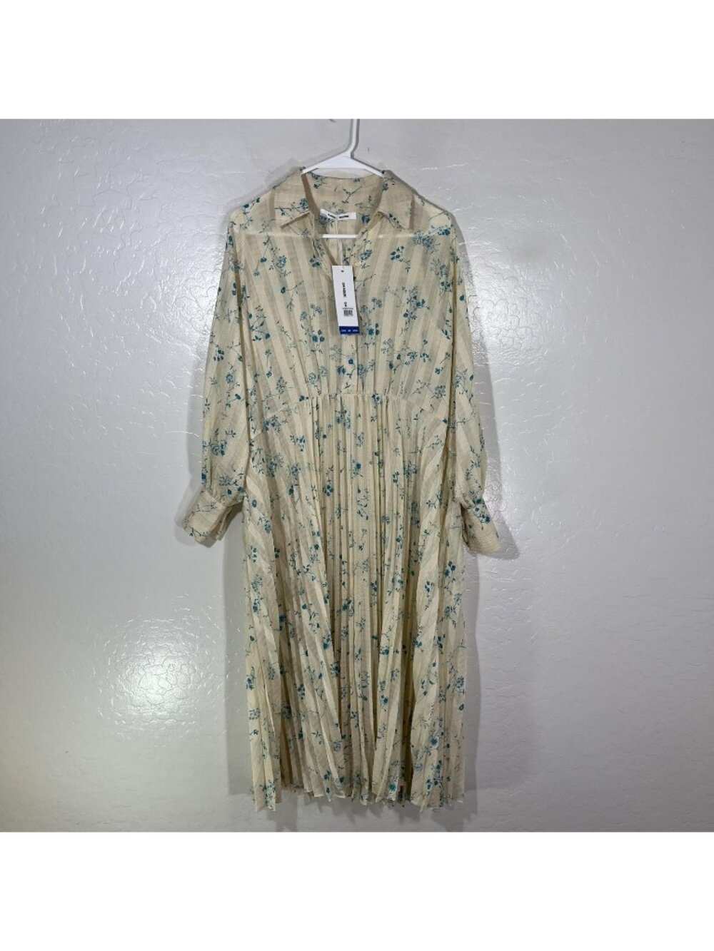 Samsøe Samsøe Dorothea Shirt Dress Womens XS/S White Floral Pleated Maxi